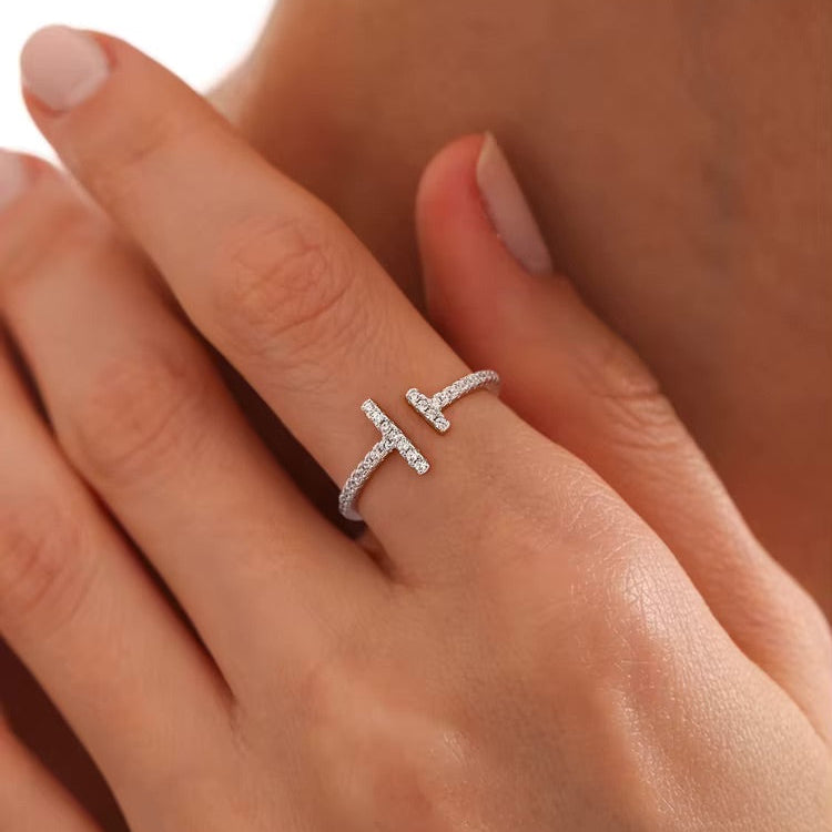 T Silver Ring